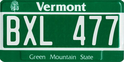 VT license plate BXL477
