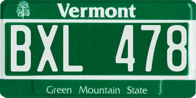 VT license plate BXL478