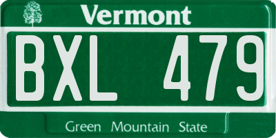 VT license plate BXL479