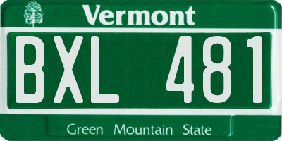 VT license plate BXL481