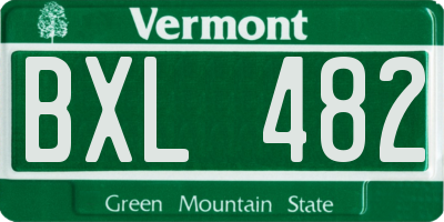 VT license plate BXL482