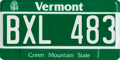 VT license plate BXL483
