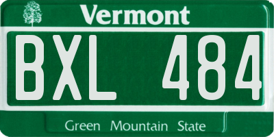 VT license plate BXL484