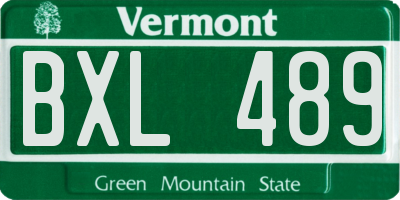 VT license plate BXL489