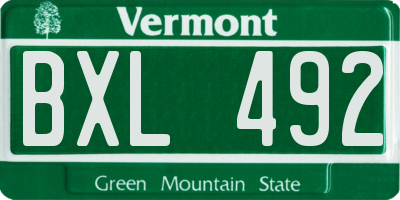 VT license plate BXL492