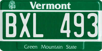 VT license plate BXL493
