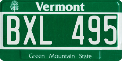 VT license plate BXL495