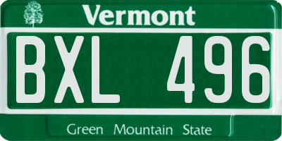 VT license plate BXL496