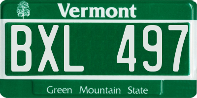 VT license plate BXL497