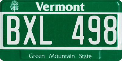 VT license plate BXL498