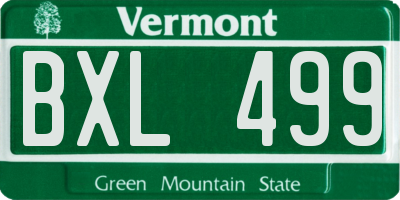 VT license plate BXL499