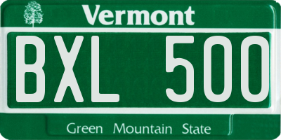 VT license plate BXL500