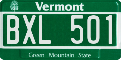 VT license plate BXL501