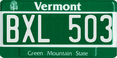 VT license plate BXL503