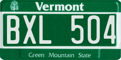 VT license plate BXL504