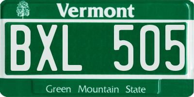 VT license plate BXL505