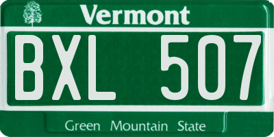 VT license plate BXL507