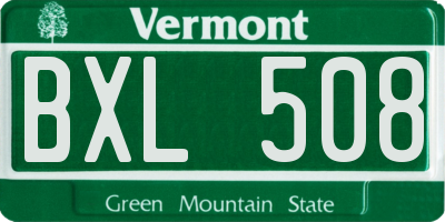 VT license plate BXL508