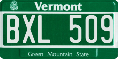 VT license plate BXL509
