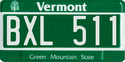 VT license plate BXL511