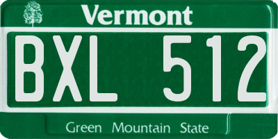 VT license plate BXL512