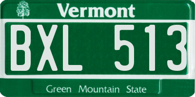 VT license plate BXL513