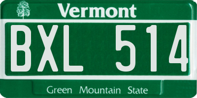 VT license plate BXL514