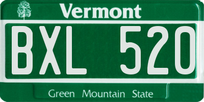 VT license plate BXL520
