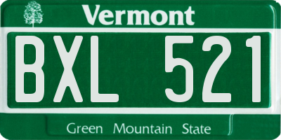 VT license plate BXL521