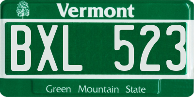 VT license plate BXL523