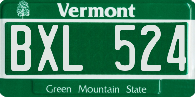 VT license plate BXL524