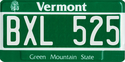 VT license plate BXL525