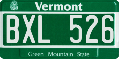 VT license plate BXL526