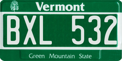 VT license plate BXL532