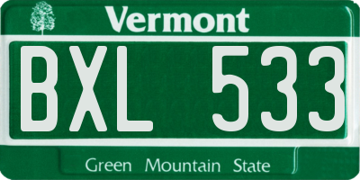 VT license plate BXL533