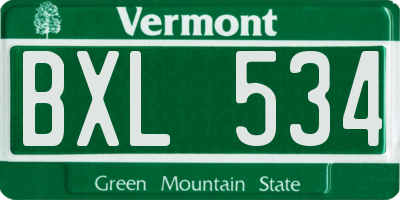 VT license plate BXL534