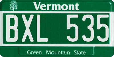 VT license plate BXL535