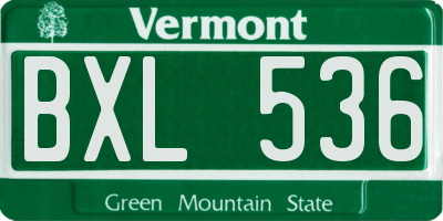 VT license plate BXL536