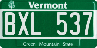 VT license plate BXL537