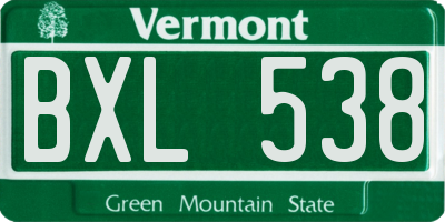 VT license plate BXL538