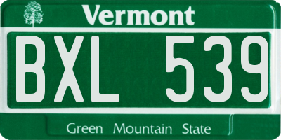 VT license plate BXL539