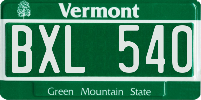 VT license plate BXL540