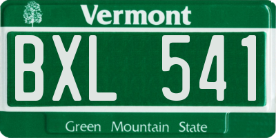 VT license plate BXL541
