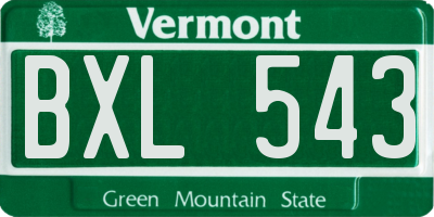 VT license plate BXL543