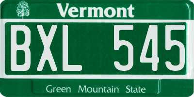 VT license plate BXL545