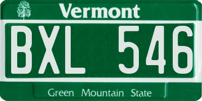 VT license plate BXL546