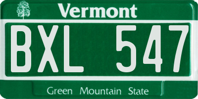 VT license plate BXL547