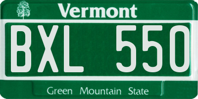 VT license plate BXL550