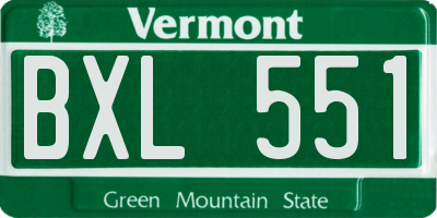 VT license plate BXL551