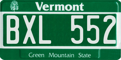 VT license plate BXL552